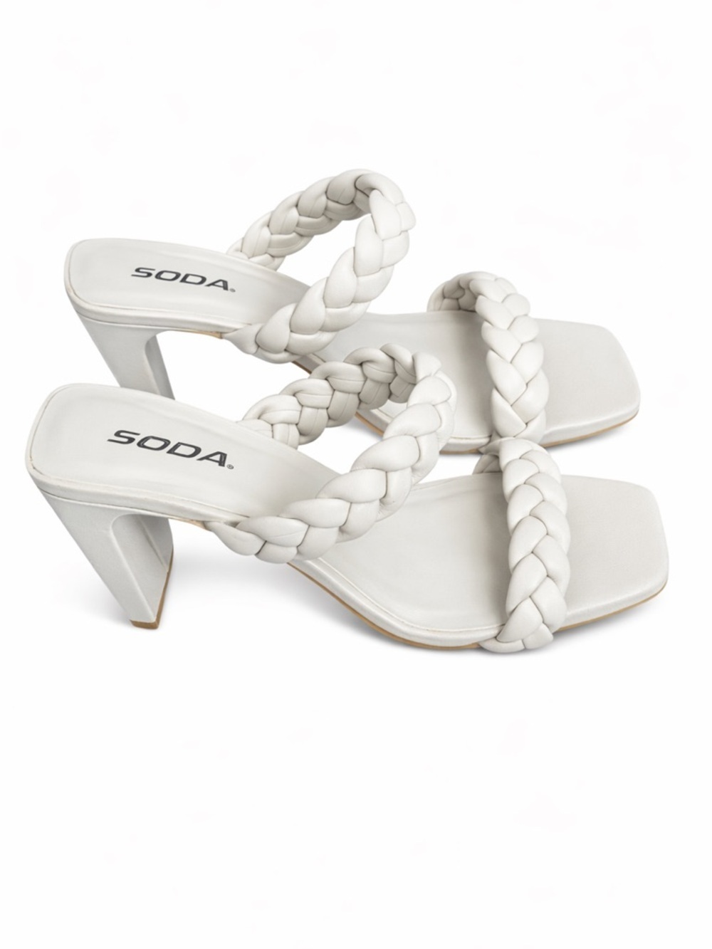 Soda Cream/Light Gray Beige Braided Heels size 7.5
